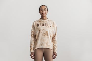 Nobull Crew Tie-Dye Women's Sweatshirts White | Australia (YI4952)